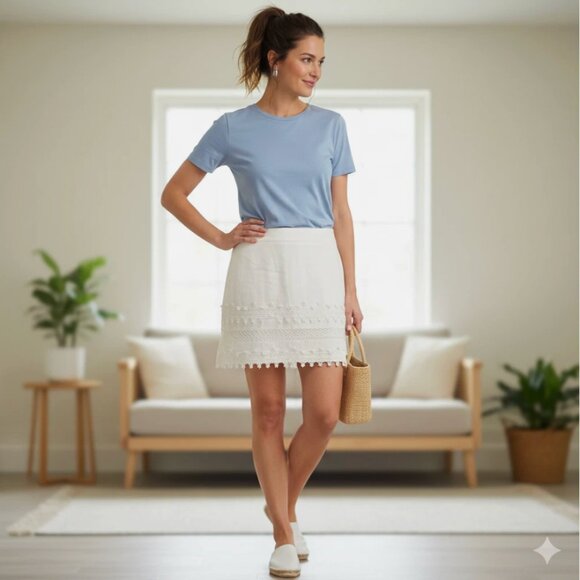 H&M Dresses & Skirts - H&M Women's Mini Skirt Size 12 White Lace Detailing